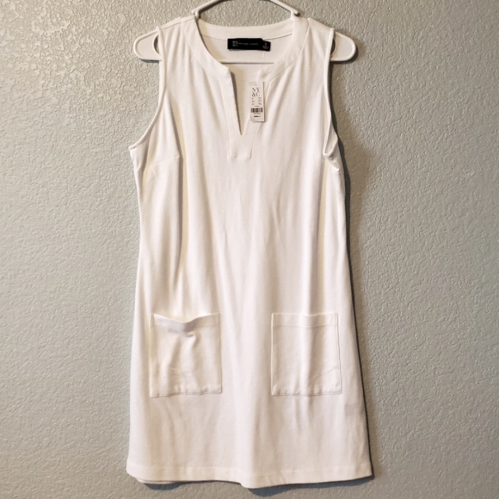 New York & Company Patch-Pocket Shift Dress Size: SMALL